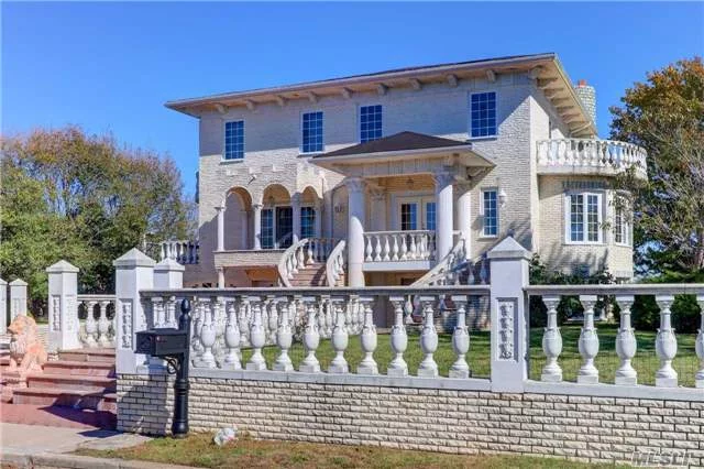 True Architectural Waterfront Gem Of Bay Colony/Baldwin Harbor. A 7000+&rsquo; Mediterranean Style Colonial With Complete Custom Designed Masonry Exterior. Interior Boasts Spacious Rooms Separated By Columns And Archways W/ Hw & Marble Floors. Large Open Kitchen With Sub-Zero/Wolf Appliances. 2 Large Rear Stone Decks And Tranquil Yard Overlook Spectacular Views On The Open Bay.