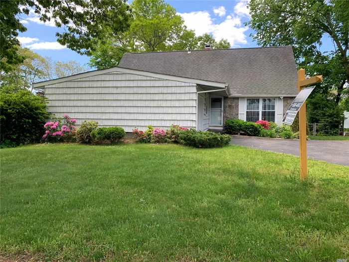 Spacious Farm Ranch has 3 bedrooms, 1 1/2 baths on first floor.Den w/entrance to 1 car garage, EIK cabinets & counter were replaced 5yrs ago, Double sliders from kitchen to dining room makes this home bright and airy. 2 large rooms upstairs. Part basement. Windows replaced approx 5 years ago.Roof over house replaced 12yrs, Roof over garage replaced 1 yr...Move In Ready so Bring some TLC and make this home your own. Walking distance to elementary school, pharmacy and medical office.